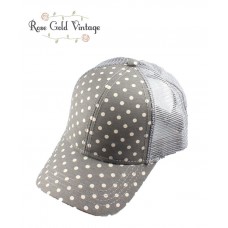 NWT Boutique CC Polka Dot Baseball Hat Cap  Grey  eb-62281161